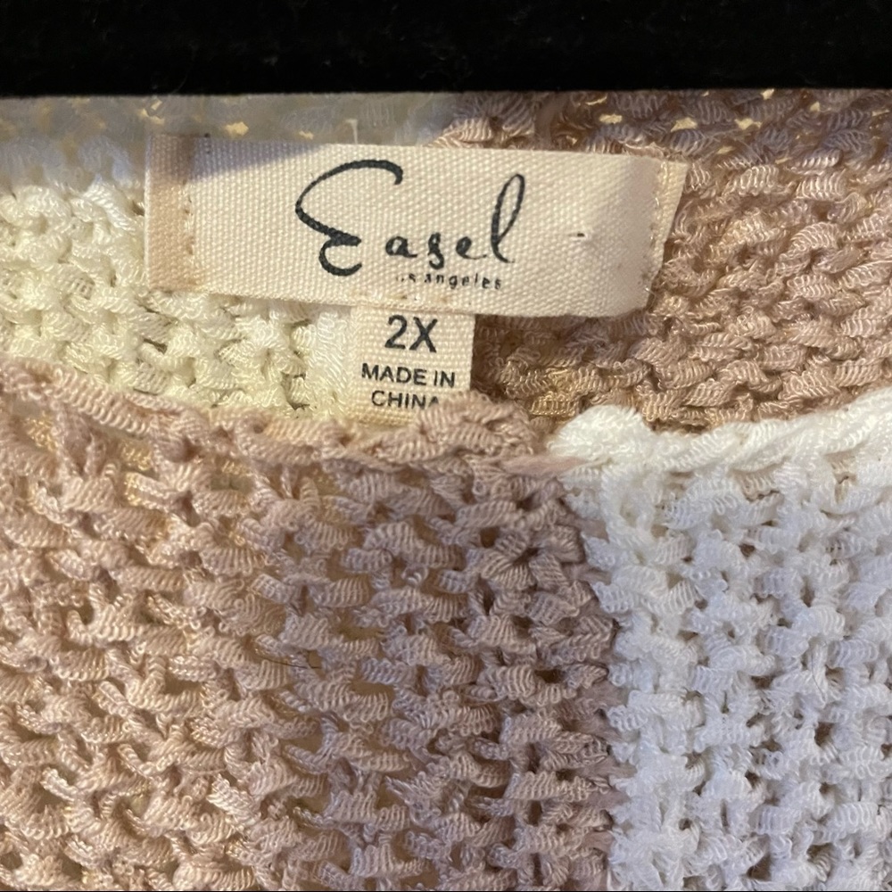 Oversized Neutral Color Block Sweater - image 2